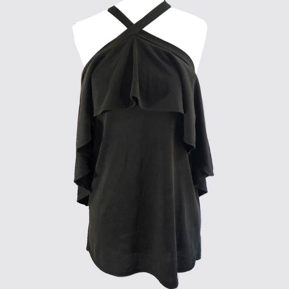 GREEN ENVELOPE Ruffled Halter‎ Top - Picture 2 of 6